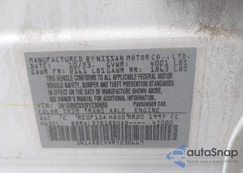 2024 Nissan Sentra Sv Xtronic Cvt from USA, damaged, VIN 3N1AB8CVXRY230669